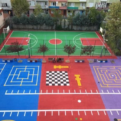 "Okul Bahçesi Boyama Uygulaması - Görkem Trafik"