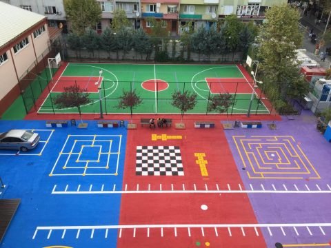 "Okul Bahçesi Boyama Uygulaması - Görkem Trafik"